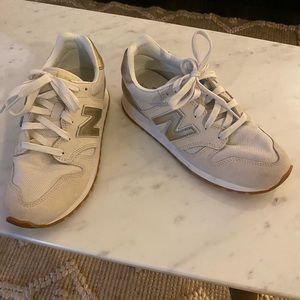 Off white suede and gold new balance, size 7
